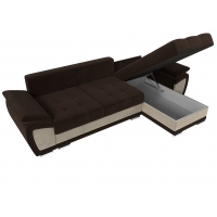 Угловой диван Нэстор (микровельвет коричневый бежевый) - Изображение 4